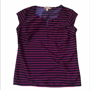 Banana Republic Navy Pink Stripe Blouse Size XSP